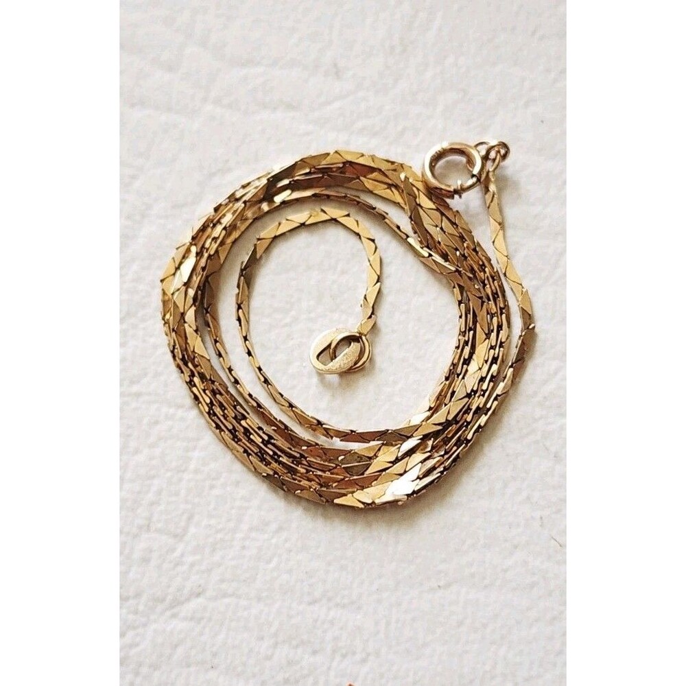 Vintage Italy 14K Gold Flat Herringbone Snake Chain Necklace 20 in  2.64 Grams